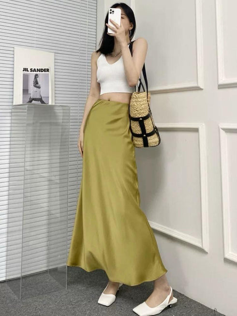 A-Line Long Satin Skirts